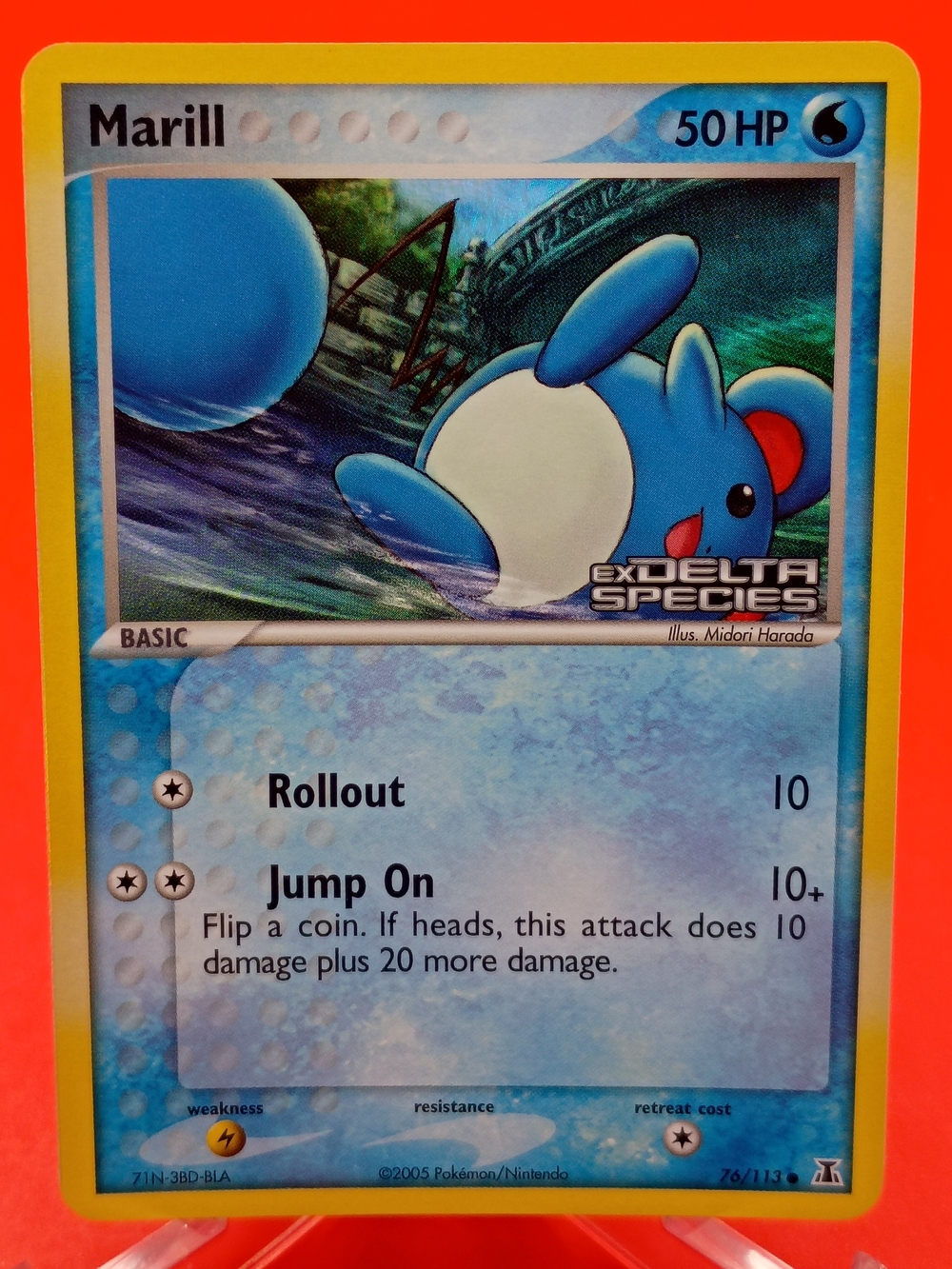 Marill 76/113 EX Delta Species Reverse Holo Stamp Near Mint Pokémon